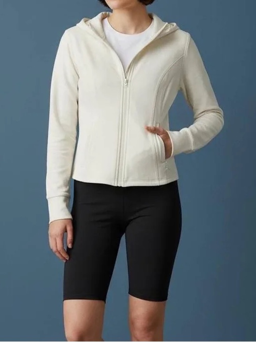 White 90 Degree Full-Zip Running Workout Jacket/Sweater